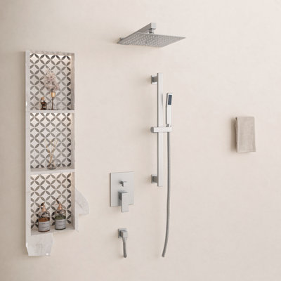 Slidea Complete Rainfall Shower System with Rough in-Valve and Slide Bar