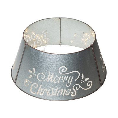 Galvanized Diecut Metal Tree Collar with Lights