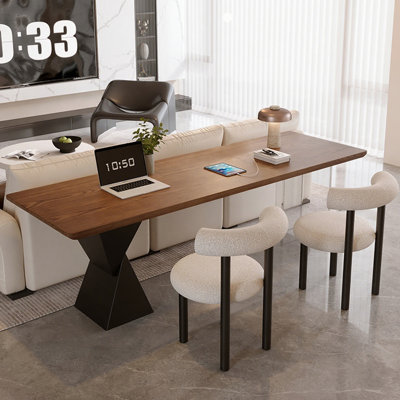 Brown Rectangular Solid Wood writing desk