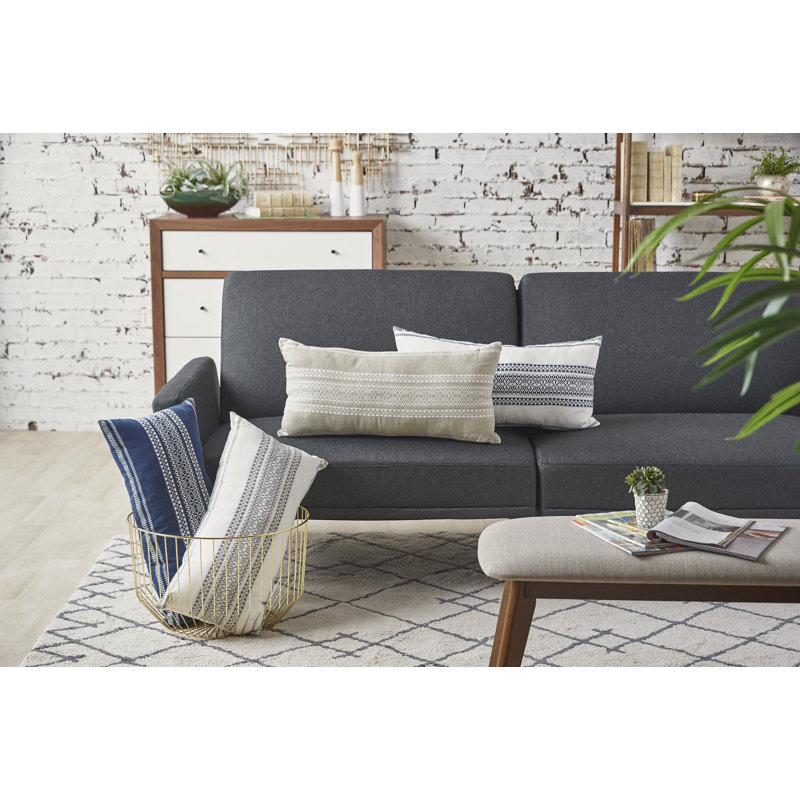 Clayton Geometric Woven Lumbar Throw Pillow, Cement