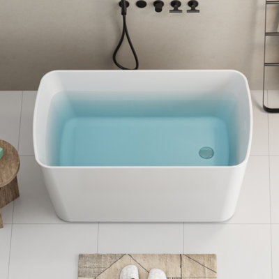 49 - Inch Acrylic Freestanding Soaking Tub, Square Shaped, Drain, High Gloss White, Ideal For Relaxation In Bathrooms Relaxing Baths