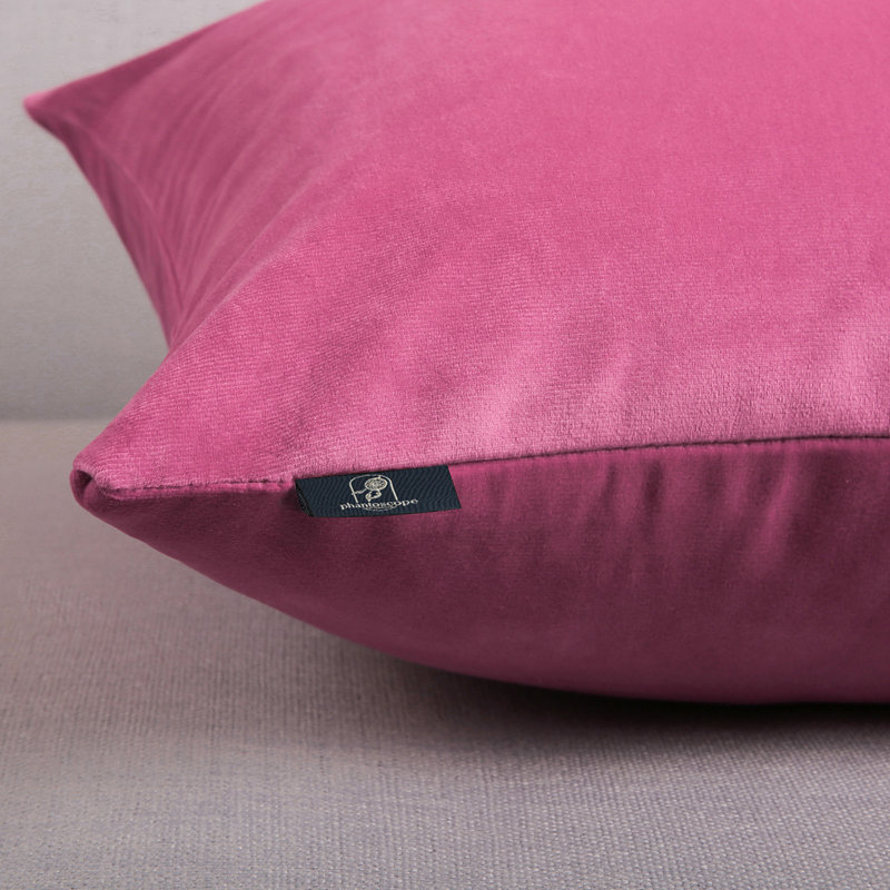 Coussins décoratifs en velours, coussin décoratif uni, Rose foncé, Carré 20 po, Polyester-SV