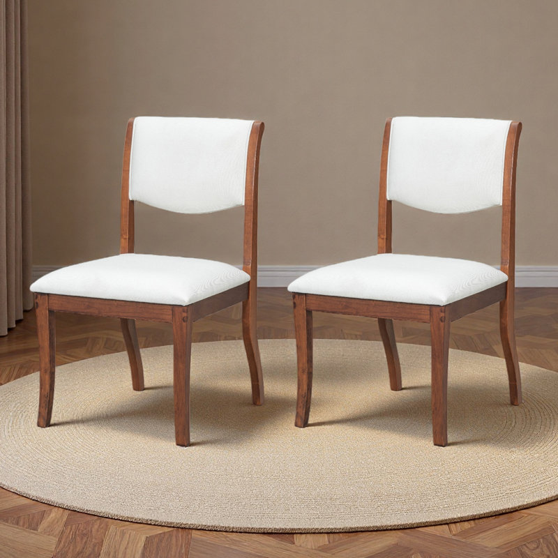 Ensemble de 2 chaises de salle à manger rembourrées - Élégantes chaises d'appoint en tissu traditionnel avec lignes courbes, structure en bois massif