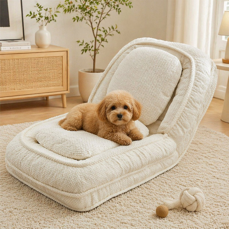 Lit pour chien humain, canapé paresseux, 5 positions réglables, White