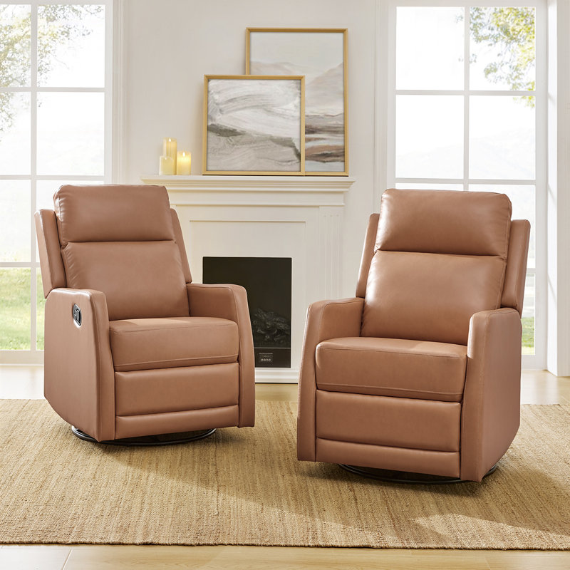 Fauteuil inclinable et pivotant en similicuir pivotant de 26,5 po Giselle, Chameau