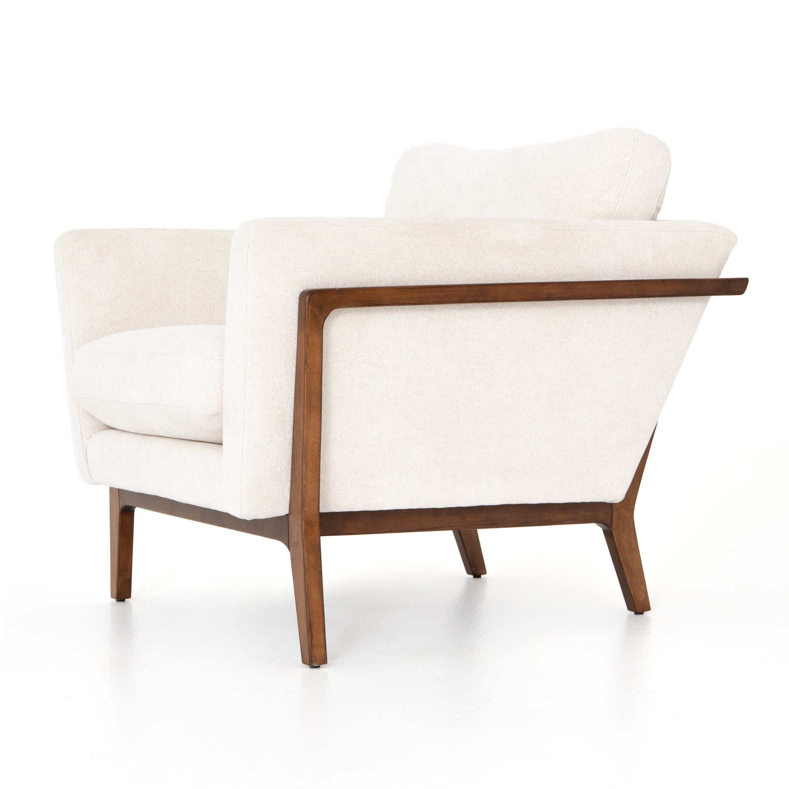 Kenia Upholstered Armchair, Camargue Cream Polyester Blend, Pecan