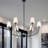 6-light 40" Wide Vintage Chandelier With White Fabric Shade-349150370