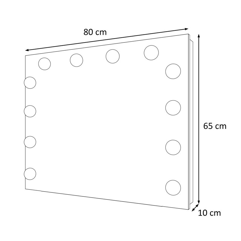 Mirror With Lighting Escado Elite Led, 65cm H x 80cm W x 10cm D
