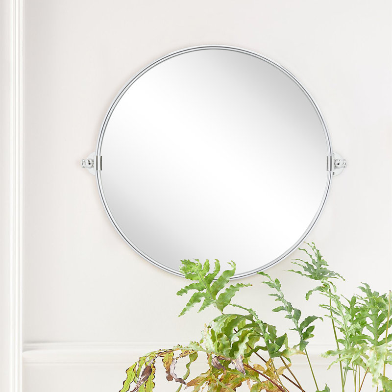 Miroir de salle de bain mural Luecinda, Chrome, 24 po x 24 po