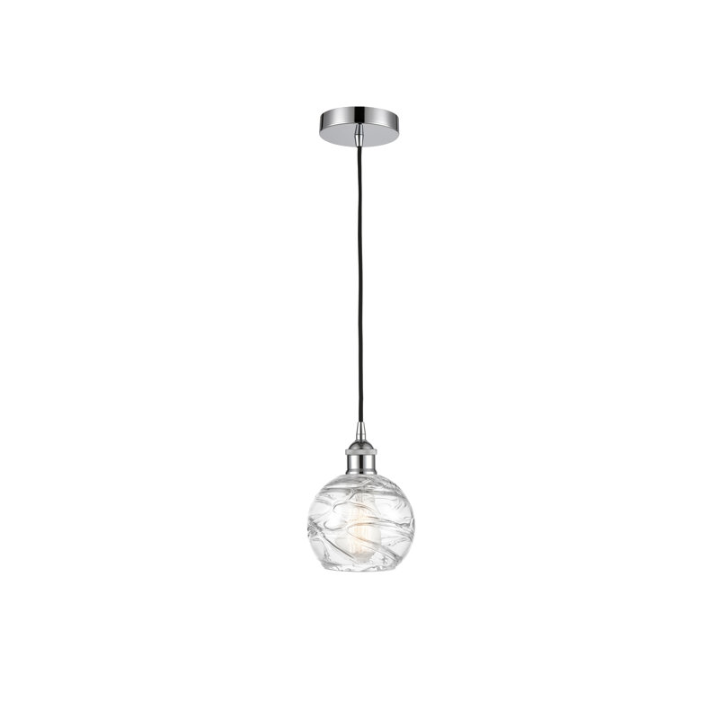 Luminaire suspendu simple à 1 lumière 1 lumière, H 8,75 po x l 6 po x P 6 po, Chrome poli, Clair