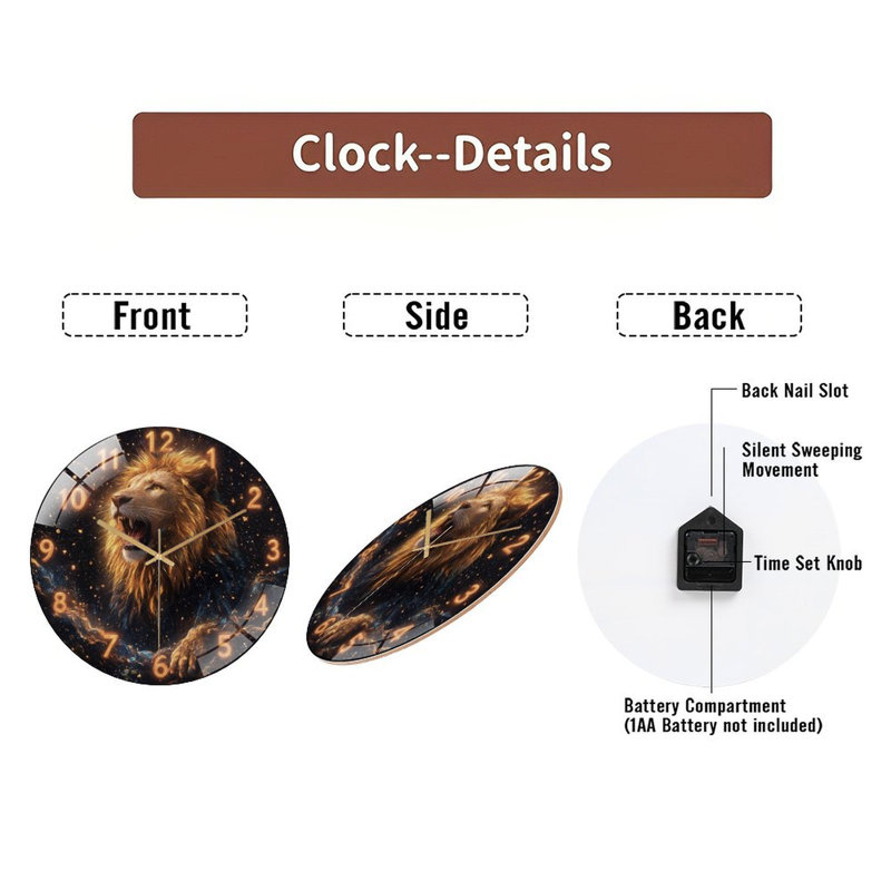Horloge murale 12 po Lion