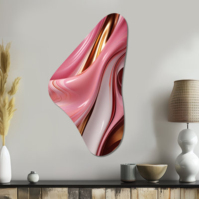 Rose liquide et or succulent Glam Art Alchimie - formes abstraites, art mural asymétrique en forme de Boomerang
