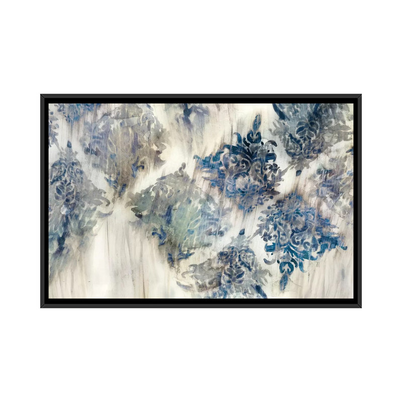«Lucid Damask II», impression sur toile, H 18 po x l 26 po x P 1,5 po, Toile avec cadre noir, Pas de tapis