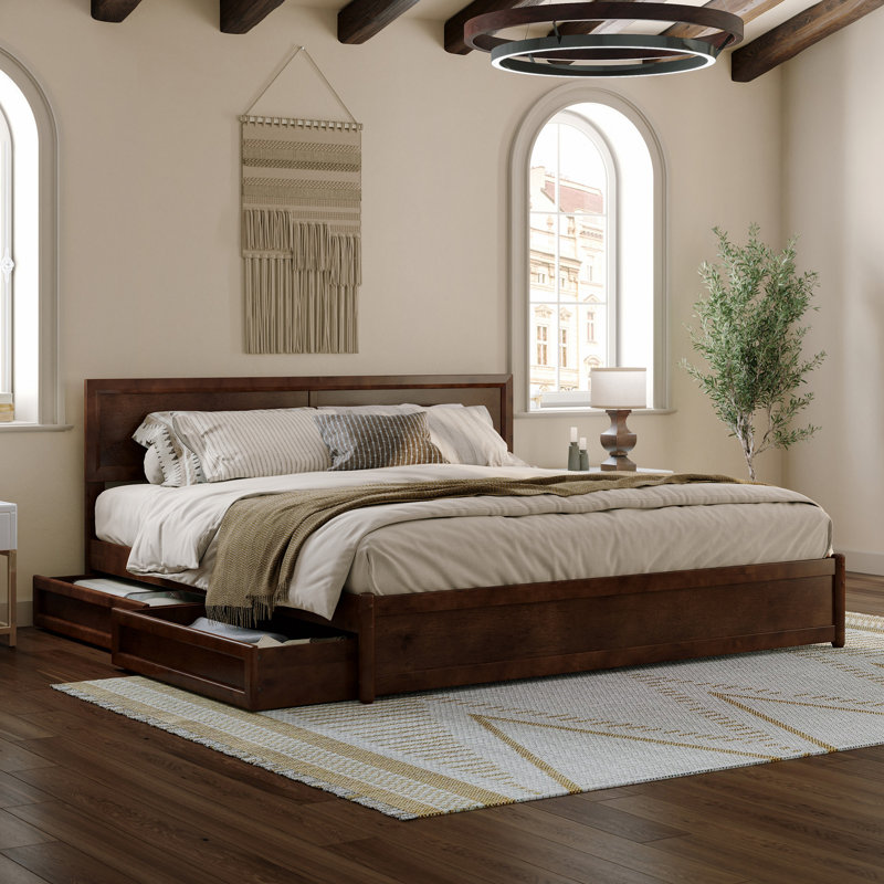 Astley Wood Panel Storage Bed, Walnut, King