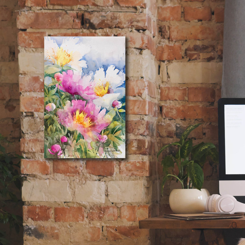 Art mural sur toile Winston Porter «Peony Performance» par Annelein Beukenkamp, H 18 po x l 12 po x P 0,75 po