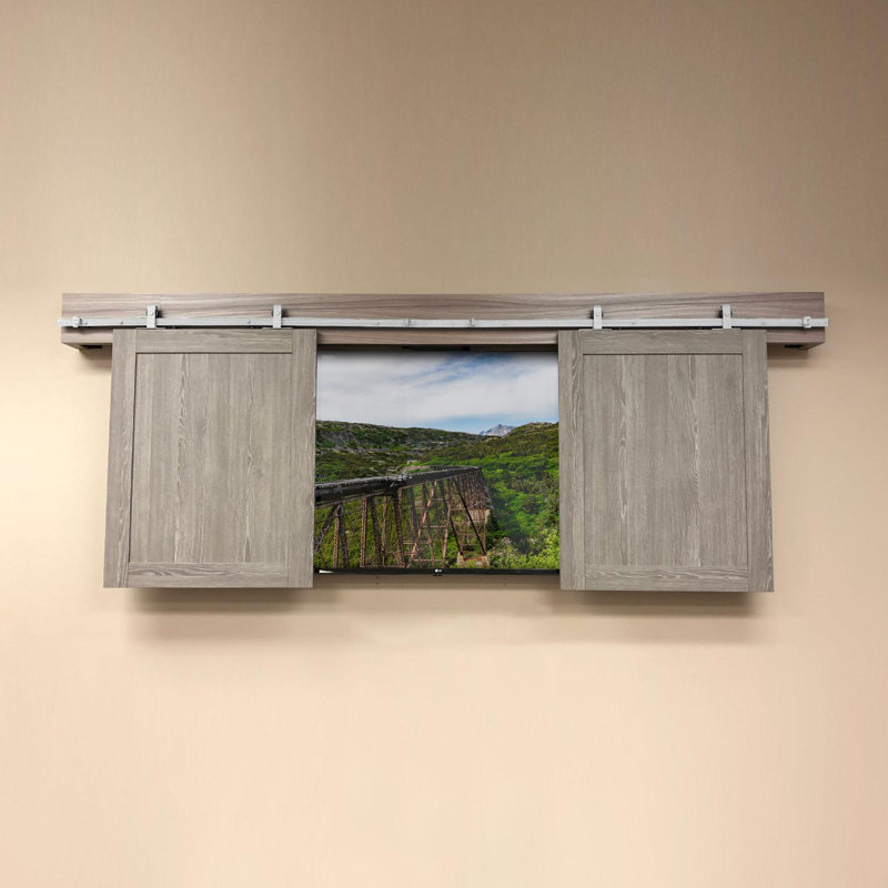 Ensemble de quincaillerie de porte de grange coulissante en acier massif pour portes doubles en bois, 120 po