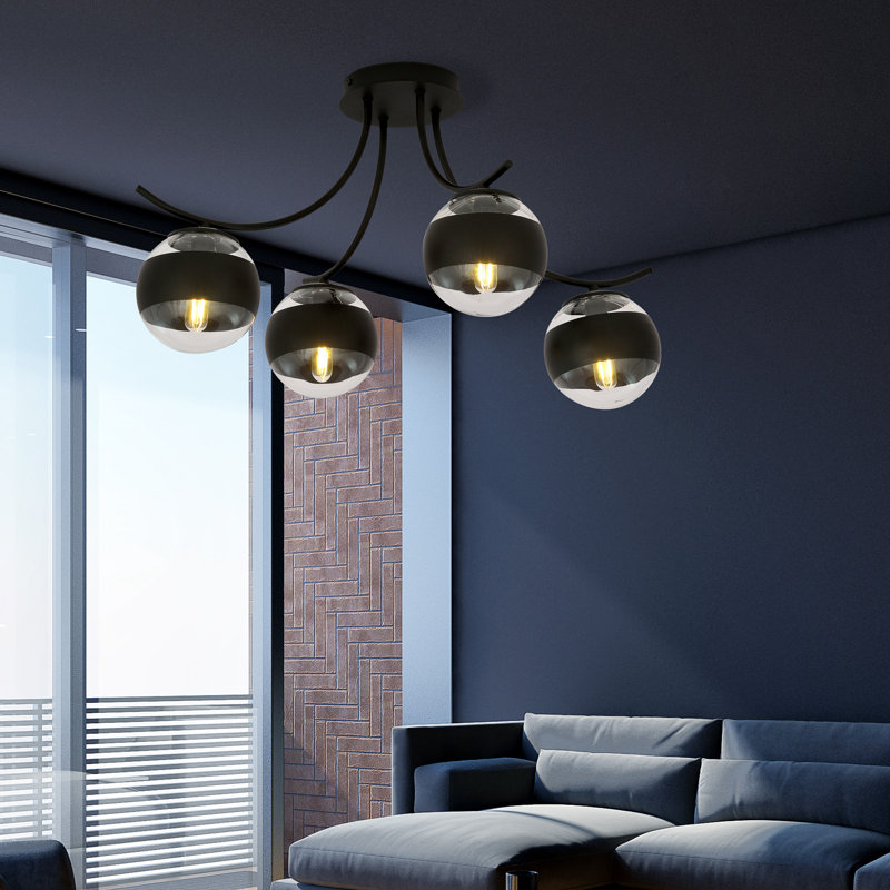 Johntai 4 - Light Sputnik Chandelier, Transparent/Black