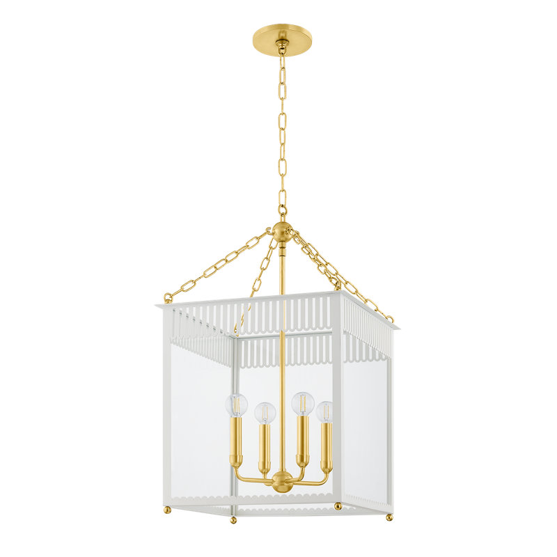 LANTERNE ROSALIE, H 27 po x l 17,25 po x P 17,25 po, Crème, crème