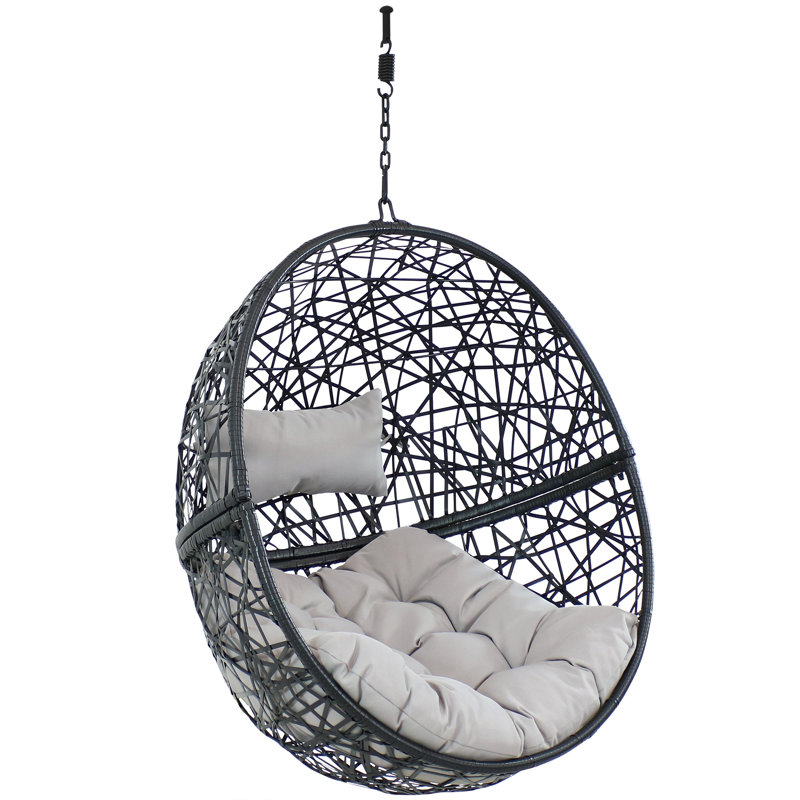 Jackson Resin Wicker Egg Hanging Chair with Cushions - Gray, Gray