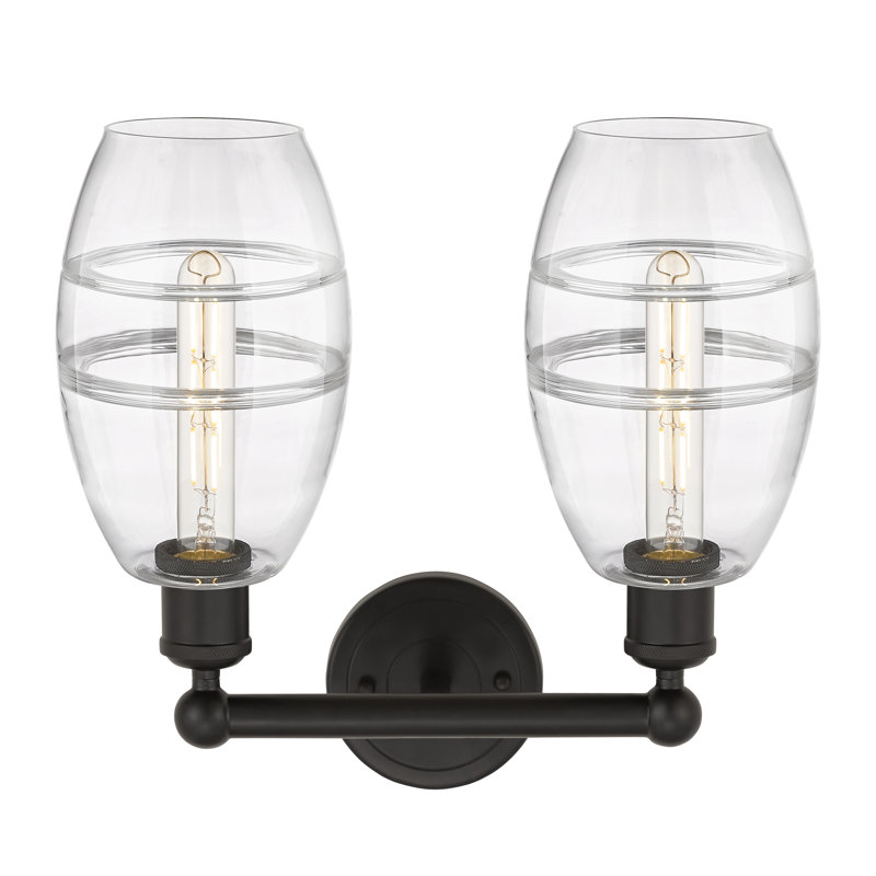 Éclairage pour meuble-lavabo à 2 lumières Kusham, Bronze huilé, Transparent