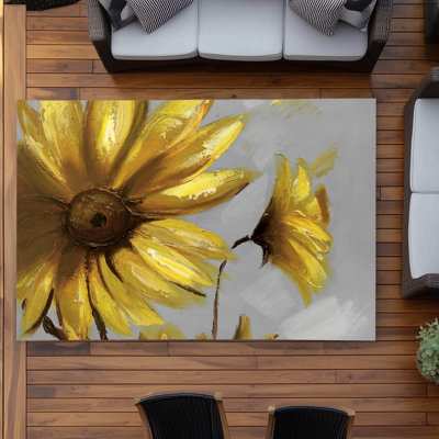 Mountain arnica flowers Outdoor Area Rug | Floral Bedroom Decor