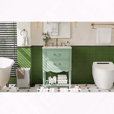 Meuble-lavabo avec lavabo en céramique et rangement Vintage Wave Design