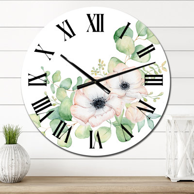 Horloge murale traditionnelle fleurs et feuilles d'eucalyptus III