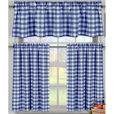 Ensemble de cantonnière en coton vichy 3 pièces