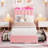 LED Upholstered Platform Bed with Storage Drawers & Wavy Headboard, No Box Spring Needed-1027090773-1027090770