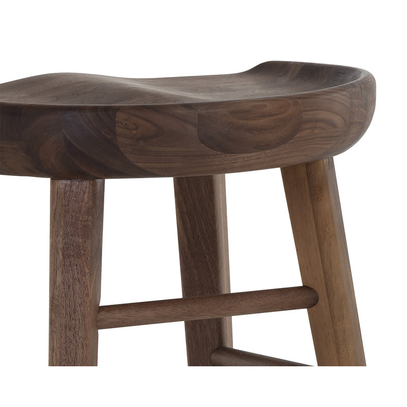 Dominic Upholstered Stool, Counter Stool (26.5" Seat Height), Walnut