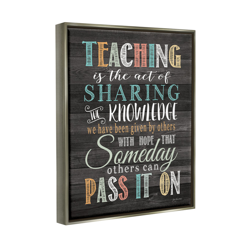 «Teaching Is partage savoir», art mural flottant sur toile par Jo Moulton, H 31 po x l 25 po x P 1,7 po