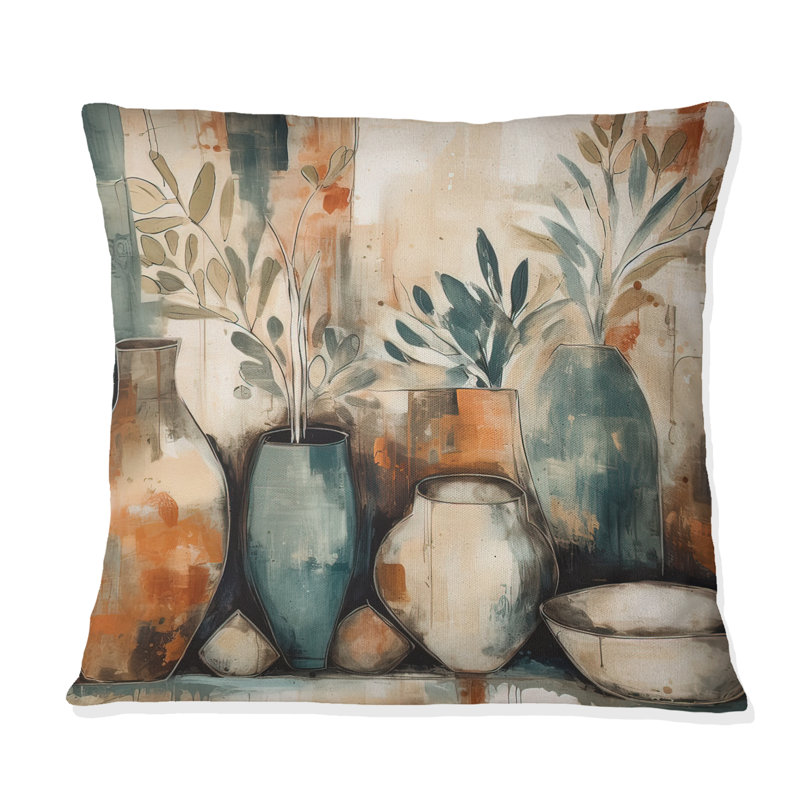 Orange et vert canalisant les vibrations bohémiennes - Coussin Boho, H 16 po x l 16 po