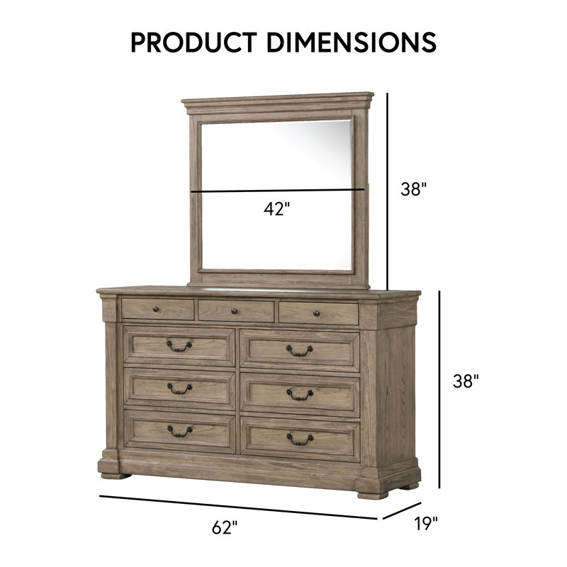 Laniel 5-Piece Bedroom Set, Queen, 5 Pcs: Bed, 2 Nightstand, Dresser, Mirror