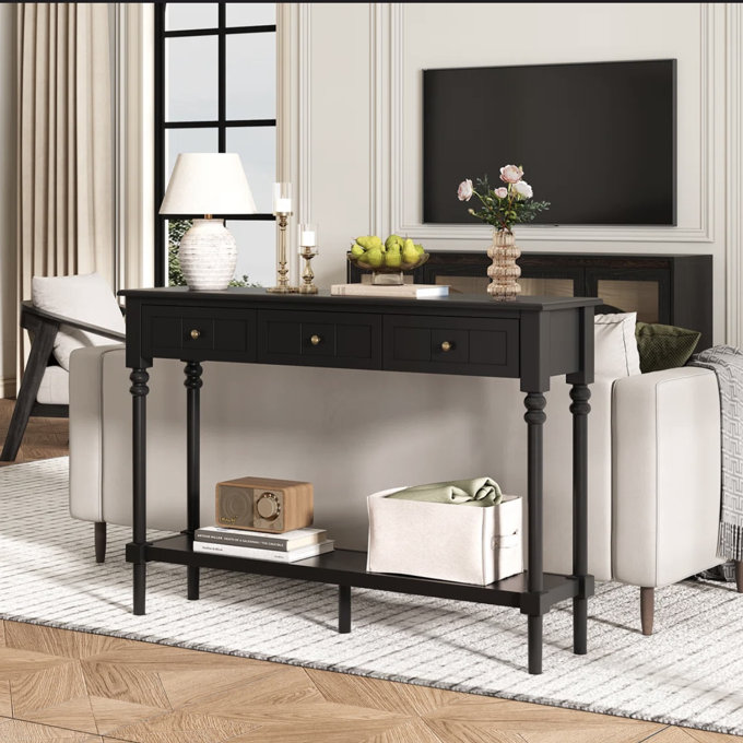 Console Tables with Drawers,Entryway Table with Solid Wood Legs