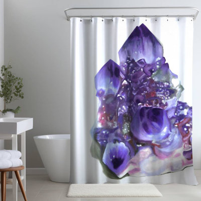 Amethyst Purple Modern Bedroom – Polyester Shower Curtain, Dye Sublimation Print, 71" W × 74" L