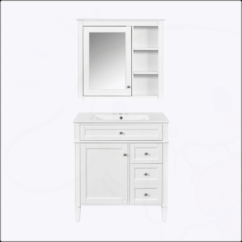 Ensemble de meuble-lavabo moderne de 30 po avec lavabo supérieur, armoire de rangement et miroir, idéal pour une utilisation efficace de l'espace et une conception élégante.