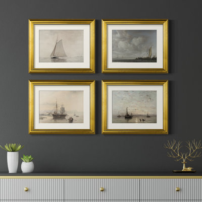 Vintage Nautical IV  -4 Piece Set of Framed Prints