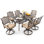 Ensemble de salle à manger d'extérieur 7 pièces en fonte d'aluminium pour 7 personnes comprenant une table de 59 po et 6 chaises pivotantes avec coussins plus épais et trou pour parasol