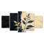 «Black and Beige Herbs Elegance», ensemble d'art mural herbes florales