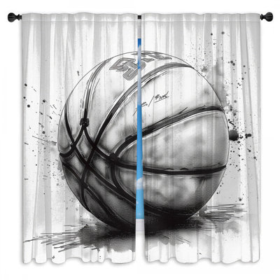 Basketball Window Curtains  Sports Sheer & Room Darkening - 2 Panels