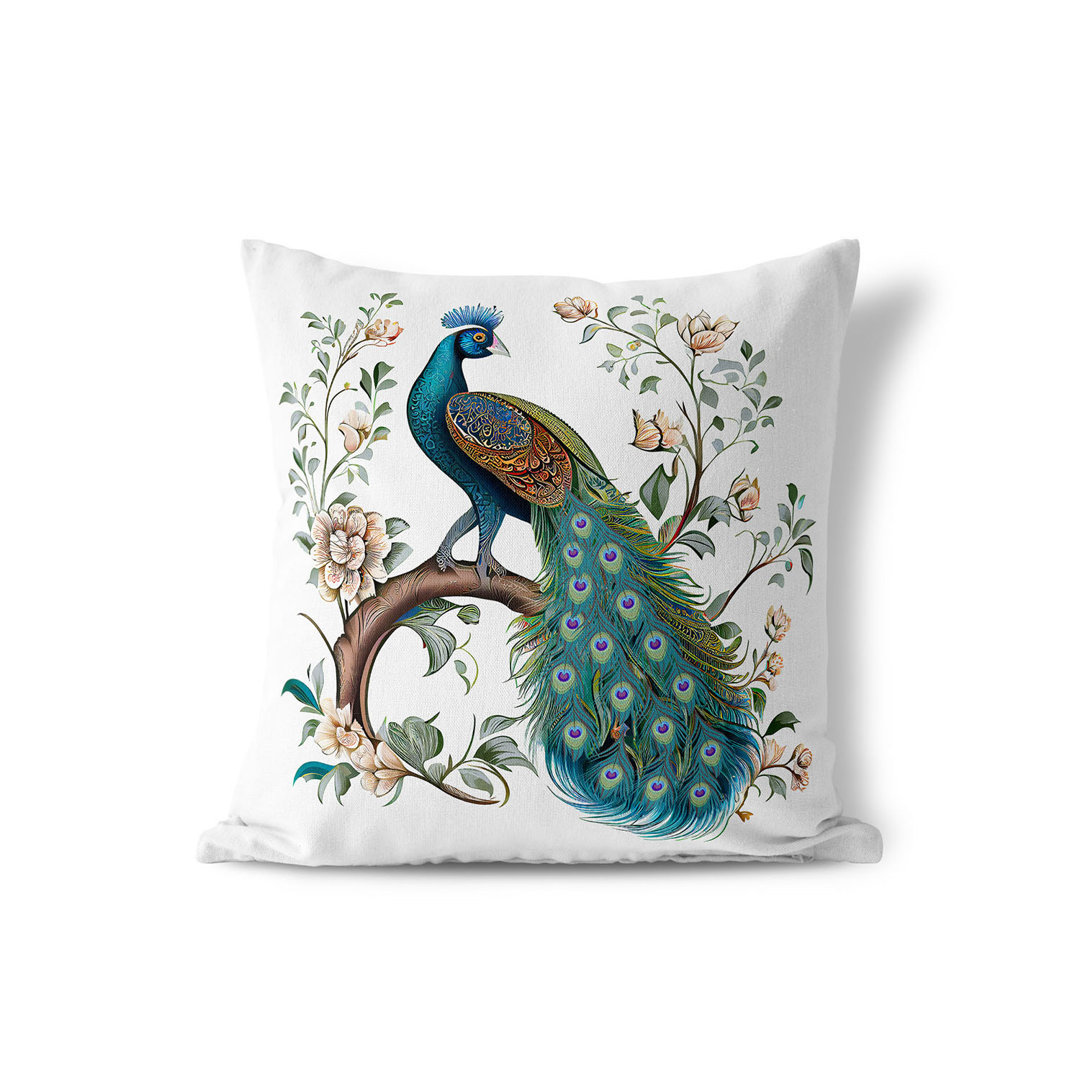 Peacock Panache Floral Square Cushion mit Füllung