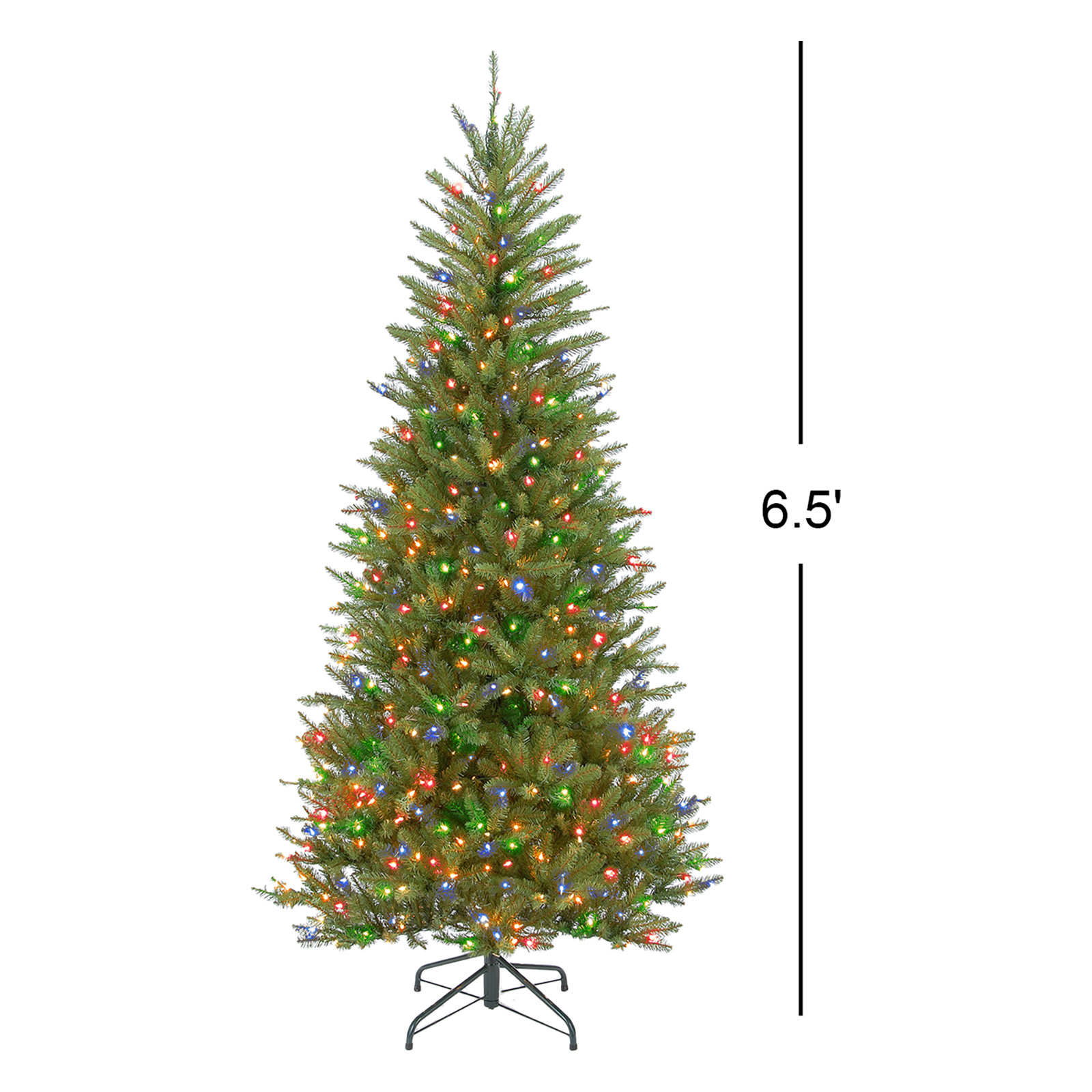 The Holiday Aisle® 6.5ft. Dunhill Fir Slim Tree with Clear Lights, 6.5', Multicolored