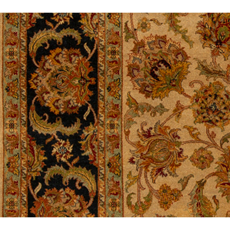 Tapis ivoire et noir noué à la main de haute qualité