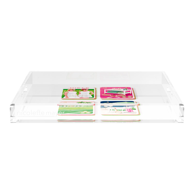 Mahjong Acrylic Decorative Tray, 18"W x 18"D x 2"H