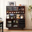 Buffet de table en bois fritté noir et noyer