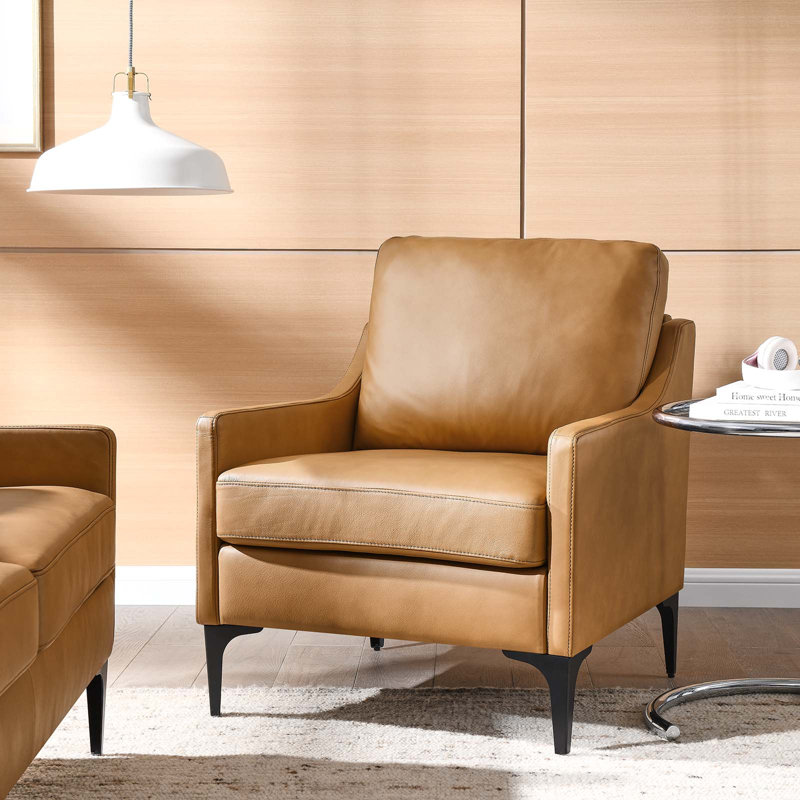 Fauteuil en cuir Corland, Simili cuir brun clair