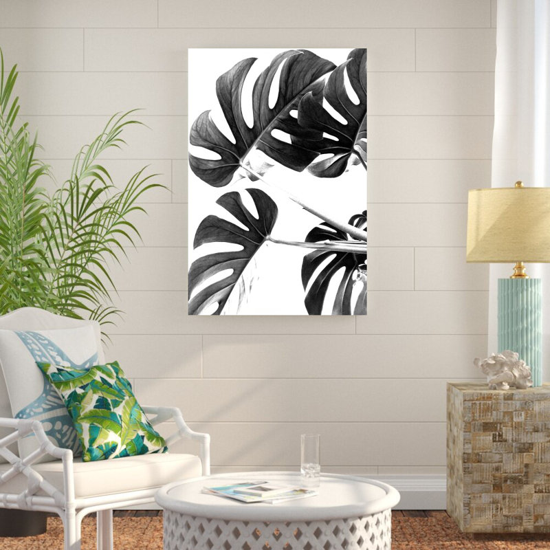 Monstera noir et blanc - impression, H 48 po x l 32 po