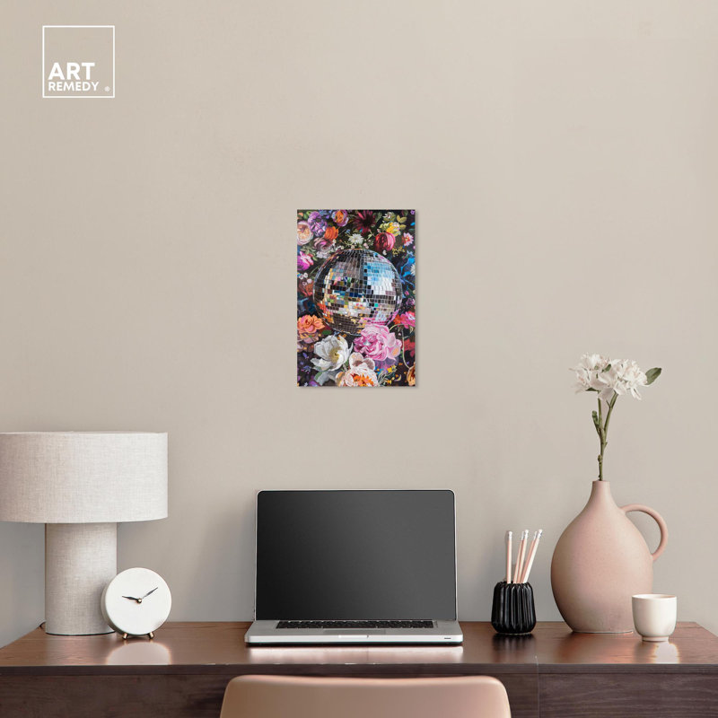 Pink Floral Wrapped Canvas Wall Art, 15" x 10"