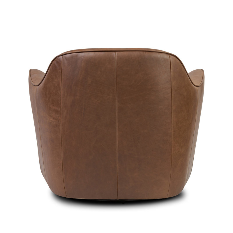Bethany Swivel Chair-Alcala Wheat, Dulane Mahogany Genuine Leather