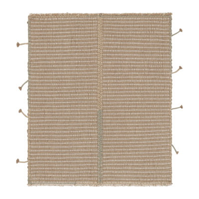 Rug & Kilim's Accent Kilim, Square Rug In Soft, Textural Cream And Beige Stripes